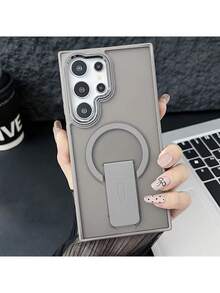 豪华磁性无线充电器外壳带支架，适用于三星 S23/S24/S25 Ultra Plus，16，防震软保险杠金属相机保护套防水防摔防刮 - 灰色 - 查看 6