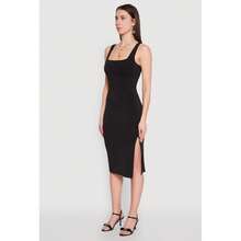 Square Neck Side Slit Midi Dress - Multicolor - View 3