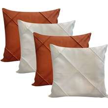 Kit Of 4 Draped Suede Cushion Covers 45x45 With Invisible Zipper - 2 Beige + 2 Terracotta - View 2