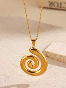 Colar com pingente espiral estilo boêmio de aço inoxidável, 1 peça, para o verão, design elegante para mulheres, uso diário, namoro, férias