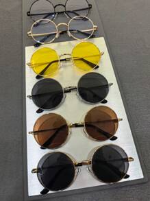 Classic Retro Hip Hop Circular Polarized Glasses, Men's Metal Fashion Glasses Casual Fashion Glasses Accessories, Suitable For Vacation Travel, Driving, Fishing, Beach Party, Music Festival, Costume Play Decorative Props, Ideal For Own Use Or Gift. For Summer Beach Vacation,Outdoor,Travel