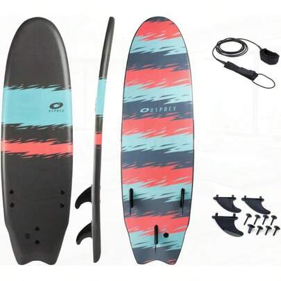 Osprey 6ft Foam Surfboard Lightweight Soft Top Surfboard For Beginners Intermediate Riders Includes Leash Traction Pad