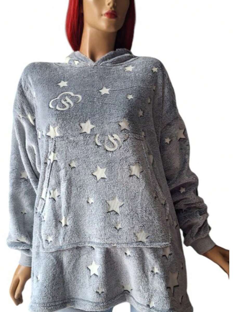 Sudadera ensamble arcoiris oversize para dama con estampádo arcoiris y diversos diseños - Gris - Ver 1