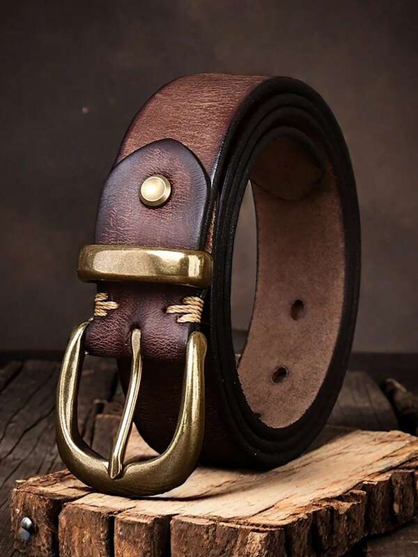 1 Stück vintage, abgenutzt aussehender echter Ledergürtel, 100% Rindsleder, Gürtel für Lässig und Formell, vielseitiges Geschenk zum Vatertag, Unabhängigkeitstag, Tag der Arbeit, St. Patricks Tag, Chinesisches Neujahrsfest