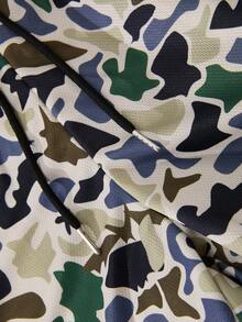 Men's Double-Layer Geometric Print Sports Shorts, Casual Street Style, Comfortable, Versatile, Suitable For Gym - Green - View 5