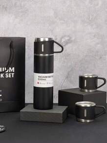 1pc Stainless Steel Three-Lid Long-Lasting Insulated Cup Is A High-End Portable Portable Water Cup Set For Outdoor Business Travel And Household Use, Suitable For Keeping Milk, Coffee, Beer, Tea, Cola, And Cold And Hot Beverages Warm