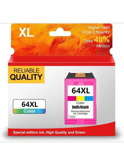 64XL Color Ink Cartridge Replacement For HP 64 XL 64 Work For Envy Photo 6252 6255 7855 7858 7800 7100 7158 7164 7155 7120 Tango Series Printer (1 Color)