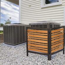 2-Panel Outdoor Air Conditioner Fence Screen, Outside Wood Privacy Fence, Backyard Garden Patio 38" W X 42" H - Khaki - View 3