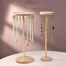 1 pièce Présentoir en bois rond pour collier/bracelet/serre-tête, support organisateur de bijoux. Nécessité estivale pour les femmes. Organisateur de rangement, cadeau, voyage, rentrée scolaire