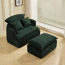 Convertible Compressed Sofa Chair With Ottoman, Modern Corduroy Fabric Armchair For Small Spaces, Living Room, Dorm, Or Apartment-4375 - Multicolor - View 3
