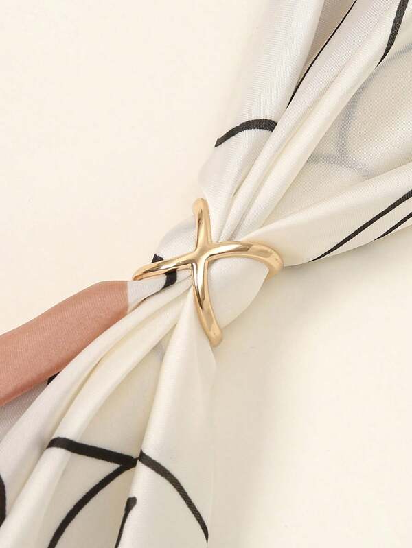 1 pezzo Anello da donna fashionable a forma di croce e cerchio in oro, utilizzabile anche come fermaglio per sciarpe/scialli per uso quotidiano