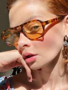 复古小框时尚眼镜，时尚百搭，适合拍照、街头风格、海滩 - 芥末黃 - 查看 2