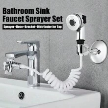 1 Set Bathroom Bathtub Faucet Set, Shower Faucet, Sink Faucet Sprayer, Faucet Extension Nozzle, Shower Head, Adjustable Shower Gear, Suction Cup Wall-Mounted, Easy To Install, Suitable For Home Bathrooms, Hotel Bathrooms