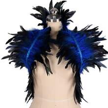 人造羽毛披肩斗篷披肩肩部围脖万圣节派对围巾 - A - 查看 18