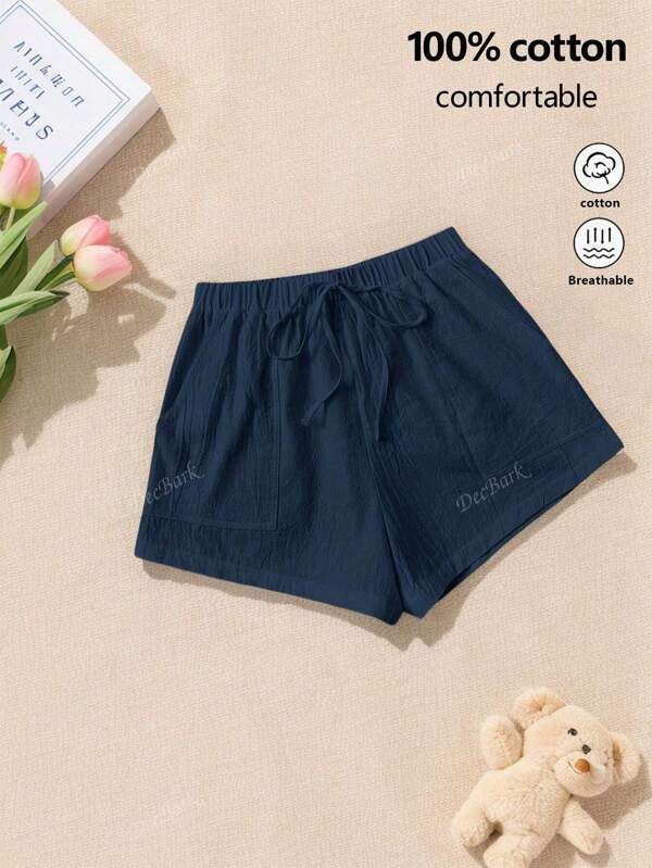 Shorts anchos de pierna ancha de mujer elegantes y casuales de unicolor con cordón falso para vacaciones