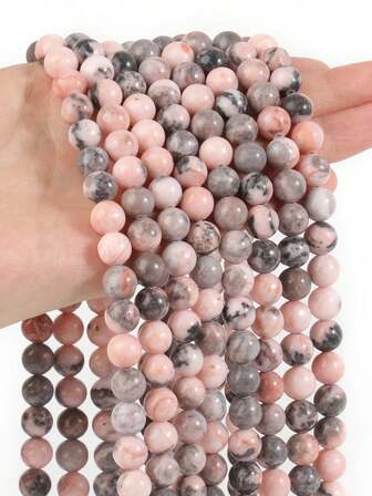 Piedras de ópalo natural color rosa AAA de 6mm, 8mm y 10mm, cuentas redondas y lisas, bellas piedras curativas de color rosa natural, cuentas de piedra de ópalo para hacer joyas, pulseras y manualidades DIY