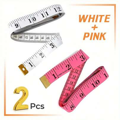 1 Piece Body Measuring Tape 60inch Dual Scale (Inches/Centimeters) With Lock Button - Soft PVC Fabric Tape, Suitable For Sewing, Cutting, Weight Loss, And Handicrafts - White And Pink, Sewing Essentials| Flexible Design| Durable Measurement,Back To School,School Supplies
