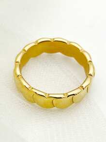 1 pieza Anillo liso de acero inoxidable chapado en oro con estilo de moda minimalista, adecuado para que las mujeres lo usen a diario, en citas, trabajos ligeros de oficina y otras ocasiones