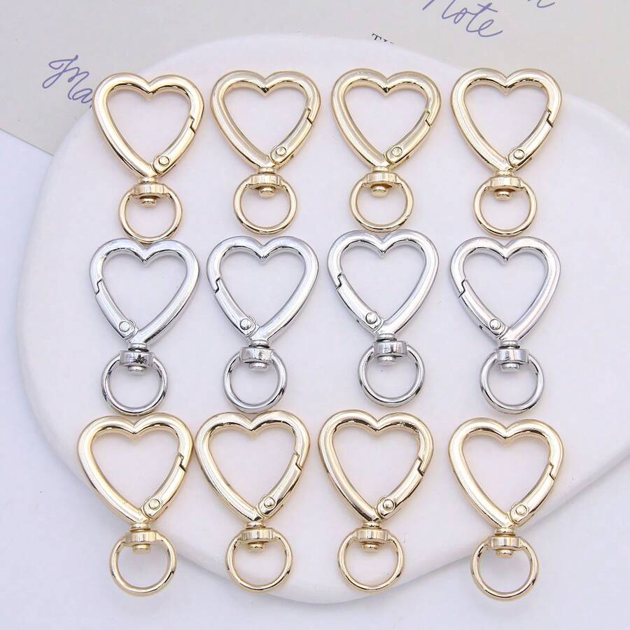 1/8PCS Heart-Shaped Zinc Alloy Lobster Clasps Keychain Accessories - DIY Handbag Charms, Phone Lanyards, Purse Hooks & Stylish Key Rings - Multicolor - View 1