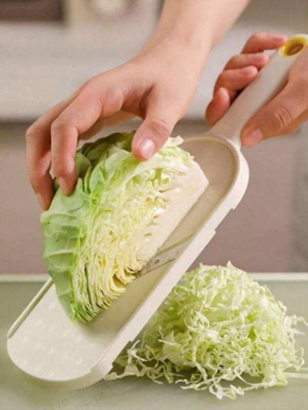 1 pièce Trancheuse et râpe à légumes en acier inoxydable, hachoir à légumes et trancheuse à fruits, râpe et trancheuse à légumes multifonctions en plastique - Coupe-aliments manuel avec lame droite pour le chou, les oignons et plus - Ustensile de cuisine durable, accessoire de cuisine essentiel