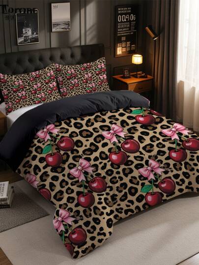 3 Peças Conjunto de Edredom com Estampa de Laço Leopardo (1 * Edredom + 2 * Fronha, Sem Núcleo), Apresenta Um Design Atraente e Sexy de Estampa de Leopardo, Macio e Amigável à Pele, Alivia o Cansaço Visual, Adequado para Todas as Estações, Fechamento com Zíper, Adequado para Hotel, Quarto, Quarto de Hóspedes e Decoração de Dormitório, Hipoalergênico e de Fácil Cuidado, Elegante, Leve, Respirável, Hipoalergênico e de Fácil Cuidado, Moda Moderna Simples