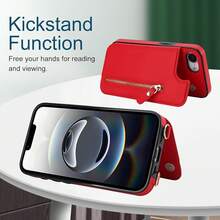 i Phone 16e ケース 手帳型 ショルダー ストラップ 背面 フリップ 紐付き クロスボディ アイホン 16e スマホケース アイフォン 16e 手帳ケース アイフォン16e 携帯カバー iPhone16eケース 適用 【BonwFzin】 RFID防止 肩がけ 首掛け 斜め掛け 小銭入れ ファスナー型 ストラップ付き カード カードケース スタンド カード入れ カード収納 パープル - レッド - チェックする 3