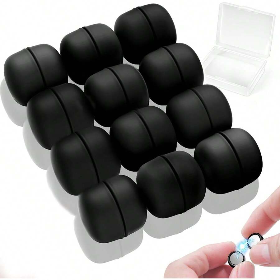 12 Pcs Hijab Magnets Strong Hijab Pins For Women, Multi-Use Pinless Magnetic Pins Headscarf Clips For Scarves Dress  Plain  Scarf Print    Magnet - Black - View 1