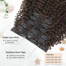 Megito Curly Clip In Hair Extensions,Pink Mango 6 PCS 100% Pure Protein Silk Curly Hair Extensions Clip Ins For Women Kinky Hair Soft Natural Durable Light Long Lifespan - #T2/30 - Xem 3