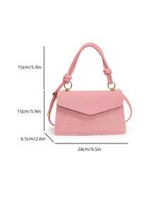 Nueva bolsa cuadrada mini vintage, diseño único texturizado, bolso cruzado de hombro para mujer
