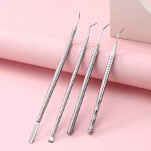 1/4 piezas Herramienta auxiliar para extensión de pestañas postizas de acero inoxidable con rizado en forma de muñeca