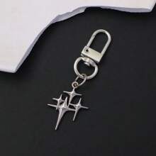 1/2 pièces Porte-clés avec pendentif croix étoile métallique Y2K, étui à écouteurs de style punk minimaliste, coque de téléphone, breloques et accessoires pour sacs, accessoires pour voiture