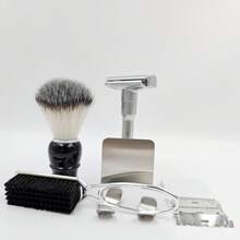 Adjustable Safety Razor Shaving Kit - Including 10pcs Double Edge Blades & 2pcs Safety Blade Caps, Shaving Brush & Razor Cleaning Brush, Shaver Holder, Smooth And Close Shave - 7 In 1 Shaver Set, Perfect Gift For Father Day & Boyfriend