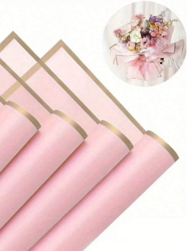 20/40/60 Sheets Floral Wrapping Paper With Gold Edges, Korean Style Packaging Paper For DIY Crafts, Gifts, Bouquet Decorations, 23 X 23 Inches, Packaging Paper, Tissues, Bouquet Supplies