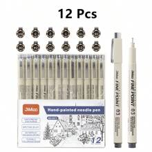 6/9/12pcs Waterproof Needle Tube Art Line Drawing Painting Marker Pens With Soft Head, Suitable For Architectural & Art Projects Back To School