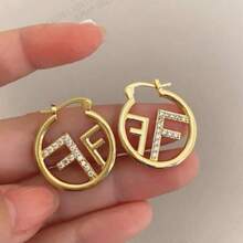 1 Pair Premium Letter F Hoop Earrings, Elegant Niche Design Personalized Versatile Fashion Earrings - Letter F Earrings - View 5