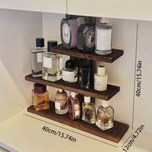 1pc Home Fragrance Shelf, Multi-Layer Makeup Organizer, Fragrance Display Stand, Vintage Wooden Cosmetic Storage Rack, Vanity Counter - Multicolor - View 5