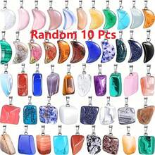 5/10/20/30/40颗装多色天然石吊坠 - 各种不对称形状的宝石珠子，石英月光石饰品 - 适用于DIY珠宝制作，手链，项链，耳环，珠宝制作珠子 - 彩色 - 查看 13