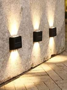 1/4/8pcs Set 6 LED Solar Powered Wall Lights, Magnifying Lens Spotlight For Outdoor Garden Fence, IP44 Household LED Landscape Lighting, Suitable For Outdoor, Yard, Villa, Fence, Patio, Garden
