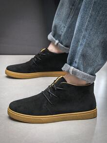 Zapatillas deportivas de media caña simples y casuales de moda para hombre, transpirables - Negro - Ver 2