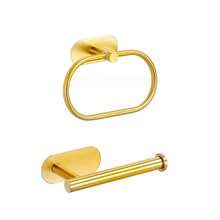 4pcs Stainless Steel Towel Ring Set, Towel Bar, Bathroom Towel Rack, Toilet Paper Holder, Suitable For Home & Bathroom