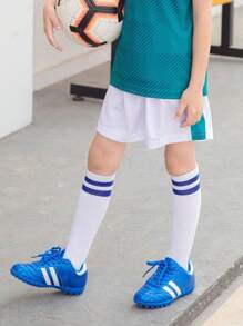 3 pares de calcetines de fútbol deportivos para niños, calcetines de fútbol de rayas de unicolor por encima de la rodilla para niños, calcetines altos adecuados para actividades al aire libre para niños y niñas de 3 a 9 años