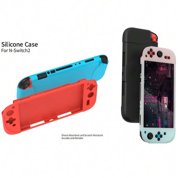 YIYI Protective Silicone Case Compatible With Switch 2, Protective Cover Anti-Scratch Shock-Absorption, Switch 2 Protective Case With Ergonomic Grip Design, Switch 2 Cover Soft And Lightweight, Random Color - 1pc