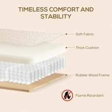 2 Seater Sofa, Small Sherpa Fabric Couch Settee, Nordic Upholstered Loveseat With Wood Legs And Armrests, Thick Seat For Living Room, Bedroom, Office, Light Grey - Cream - View 6