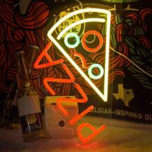 FOMZZE Neon-Schild mit Pizzaform, zur Pizzaladen-Dekoration, Pizzaform-Neonbeleuchtung, Pizza LED-Neonlichter, geeignet für Restaurant, Küche, Geschäft, Party, Geschenk, USB-Lampe kompatibel mit Laptop