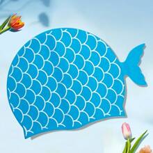 1pc Fish Scale Design Cute Silicone Swimming Cap, Unisex Waterproof Silicone Swim Cap, Oversized Silicone Swimming Hat, Beach Essentials, Beach Accessories, Pool Float