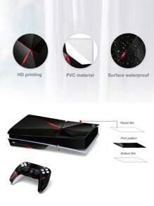 Paquete de 6 pegatinas con diseño negro y rojo para consolas de juego delgadas, versión de disco, anti-polvo y resistente al desgaste