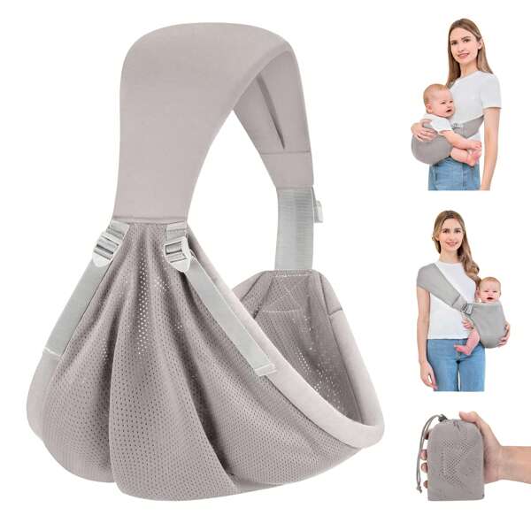 Portabebés de cabestrillo ajustable desde recién nacido hasta niño pequeño, de un solo hombro, ligero, de tela suave y transpirable, ergonómico y de fácil uso, con soporte para los hombros, para bebés de 2.7-18 kg