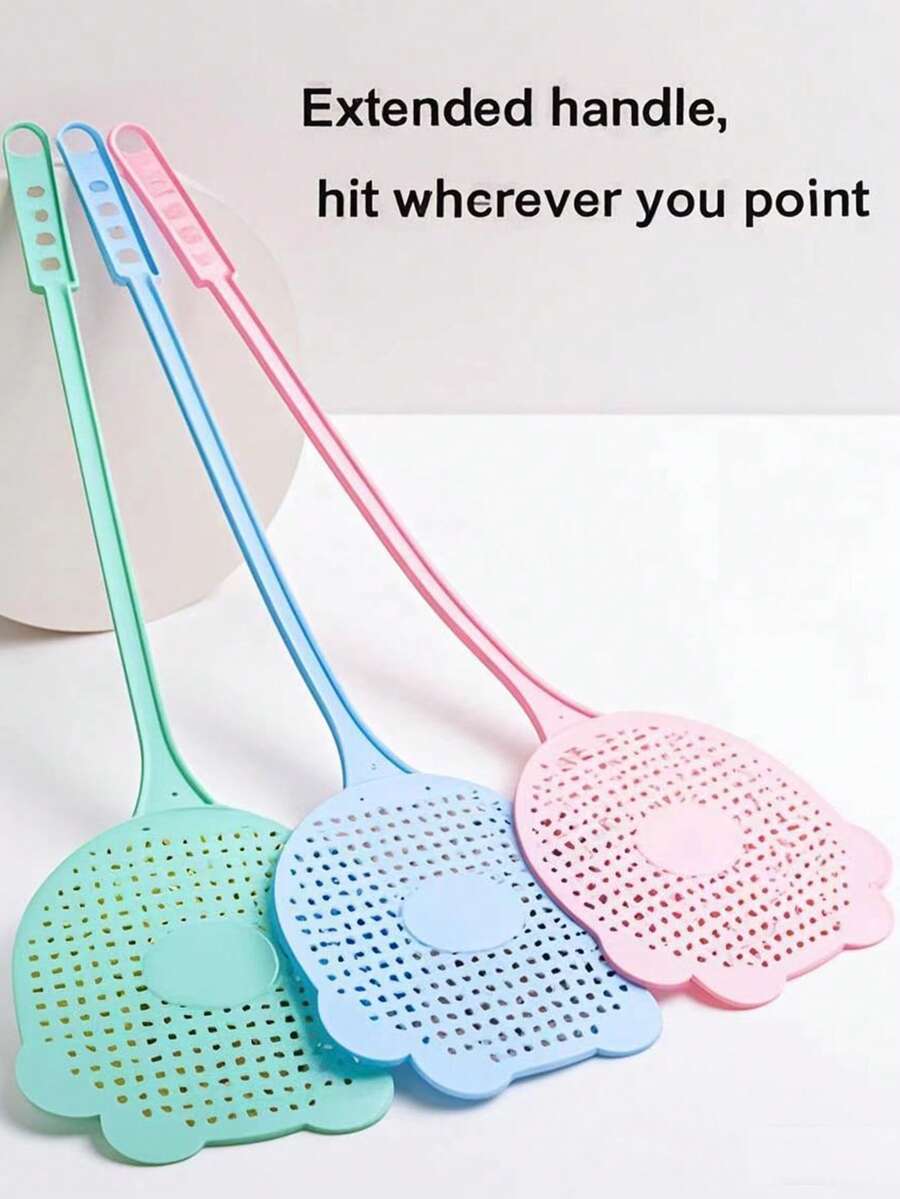 2 hoặc 4 vợt đập ruồi, vợt đập ruồi bằng nhựa lưới dày, vợt đập muỗi dùng trong gia đình vào mùa hè có tay cầm dài, dùng để vệ sinh ký túc xá và các dụng cụ vệ sinh khác.