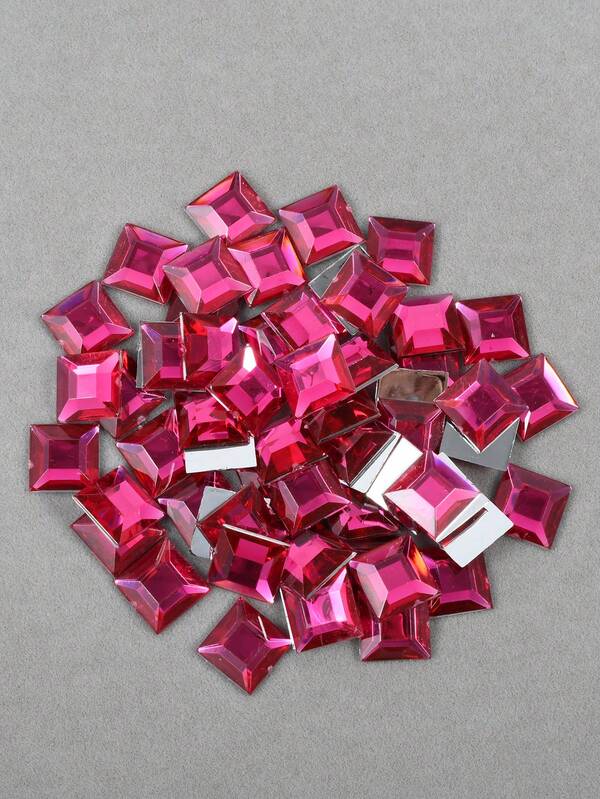 100 piezas/Paquete de Rhinestones acrílicos cuadrados planos de 12mm, diamantes de plástico multicolor, gemas de resina con forma cuadrada para decorar ropa, bolsos, zapatos