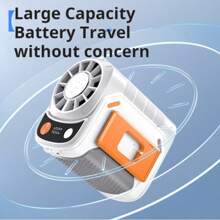1pc Ice-Cooling High-Speed Waist-Hanging Fan With USB Charging, Portable Outdoor Cooling Worksite Clip-On Waist Fan. Features A 6000mAh Large-Capacity Battery, 5-Speed Wind Adjustment, 2-In-1 Charging And Cooling Functionality (Dual-Purpose Device). Equipped With Night Lighting, Universal Type-C Charging Port, Portable Smart Clip, Digital LED Display, And Real-Time Speed/Battery Level Indicator With Numerical Readout.